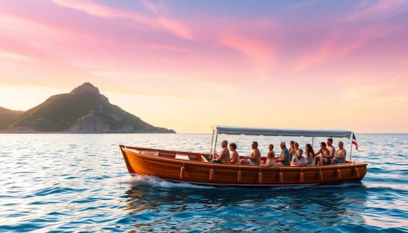 Paseo en barco al atardecer por la costa de Himarë: puesta de sol y paradas para nadar 2026 Paseo en barco al atardecer por la costa de Himarë: puesta de sol y paradas para nadar 2026