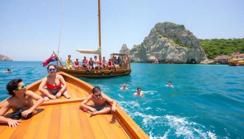 Tour en barco desde Himarë: playas escondidas, cuevas y snorkel 2026 Tour en barco desde Himarë: playas escondidas, cuevas y snorkel 2026